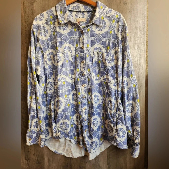 Anthropologie Blue and White Button Down Shirt - Picture 2 of 7